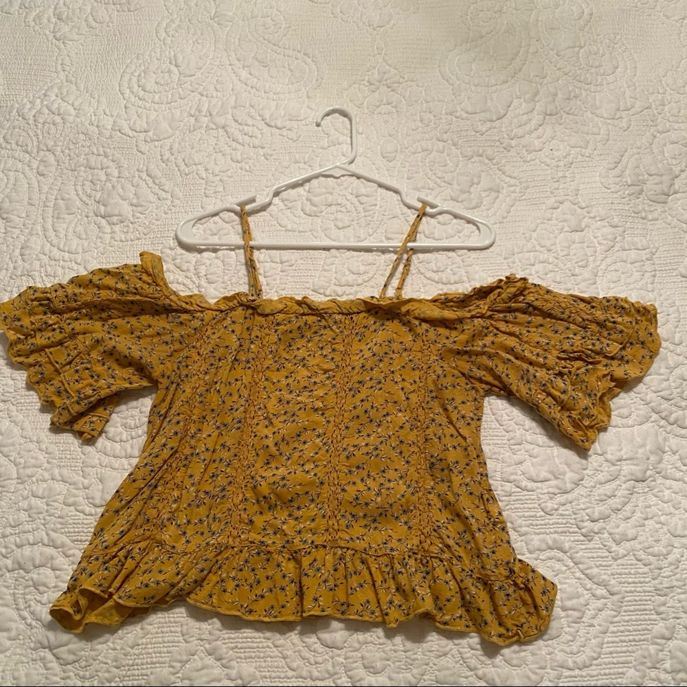 Yellow Floral Cold Shoulder top from American Eagle